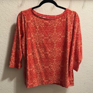 Elegant Red Patterned Women's Top